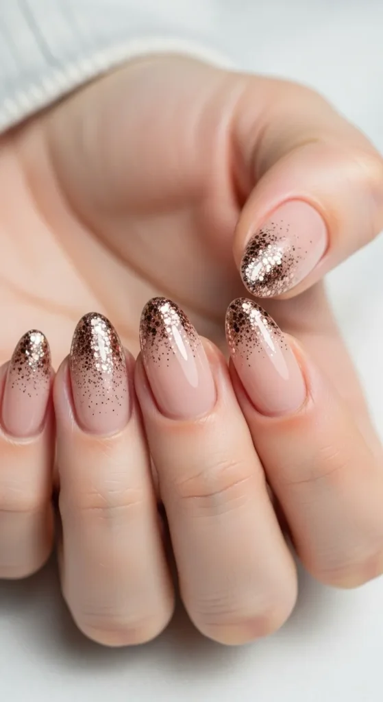 Cocoa Glitter Accent Over Nude