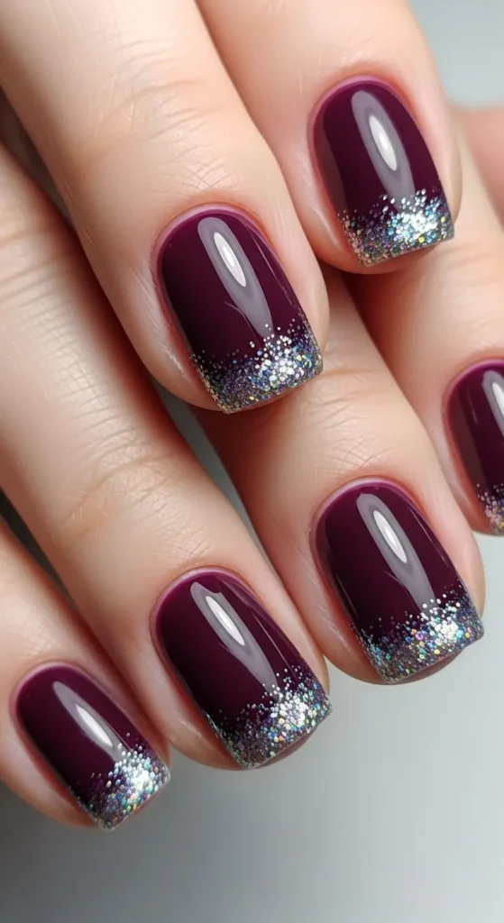 Deep Plum + Glitter Cuticle