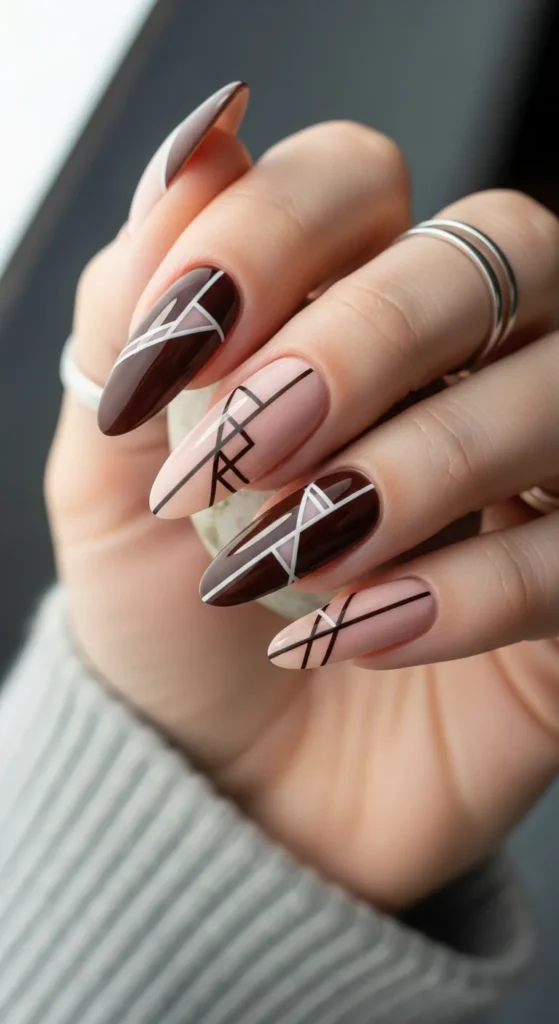 Espresso Brown + Nude Geometric