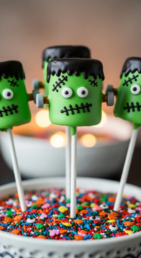 Frankenstein Marshmallow Pops