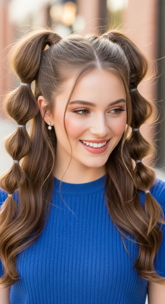 Half-Up Bubble Ponytails