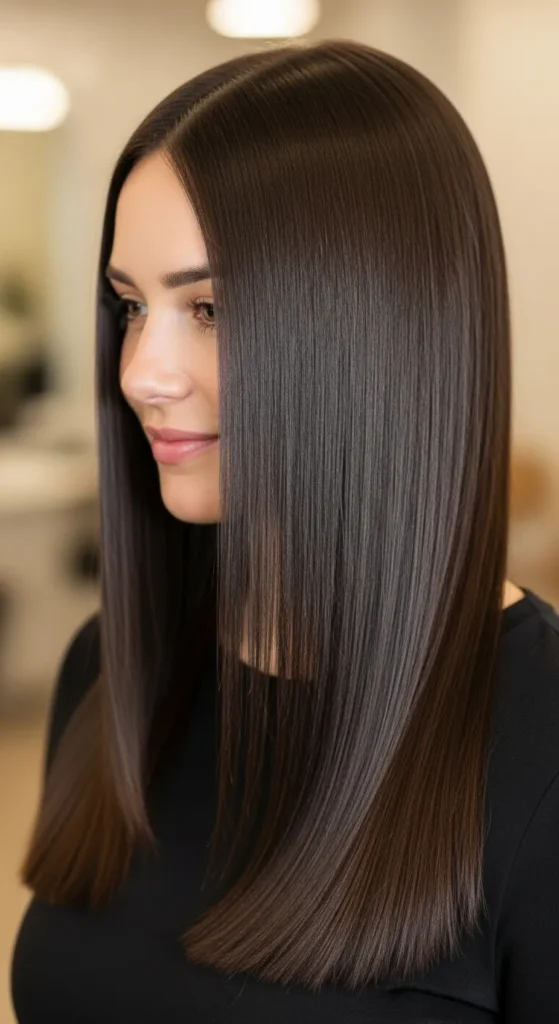 Sleek Straight Hair with Blunt Ends