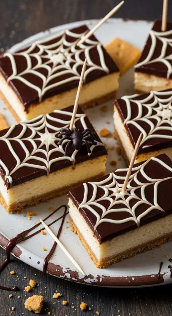 Spiderweb Cheesecake Bars