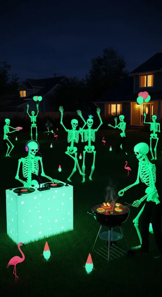 Glow-in-the-Dark Skeleton Lawn Party