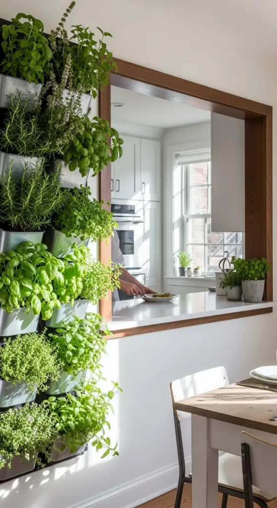 Herb Wall Near the Kitchen Pass-Through