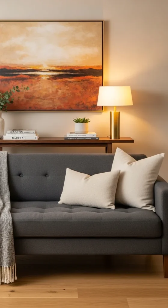 Slim Console Behind the Sofa