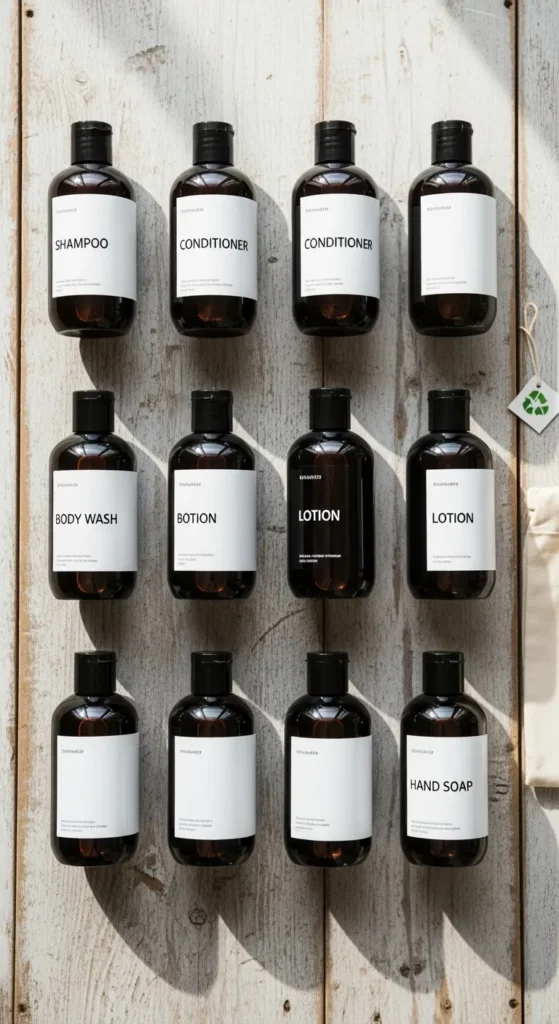 Use Refillable Toiletry Bottles with Labels